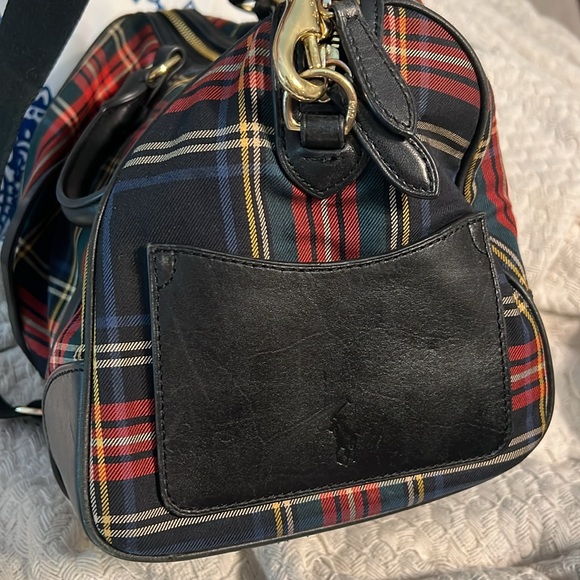 Polo Ralph Lauren Tartan Plaid Duffle Crossbody Satchel Boston Shoulder Bag - Picture 7 of 11